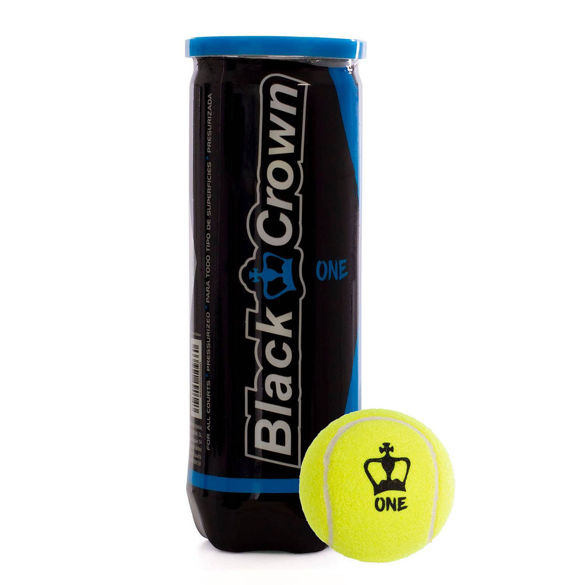 Black Crown One padel balls (tube of 3) - front view