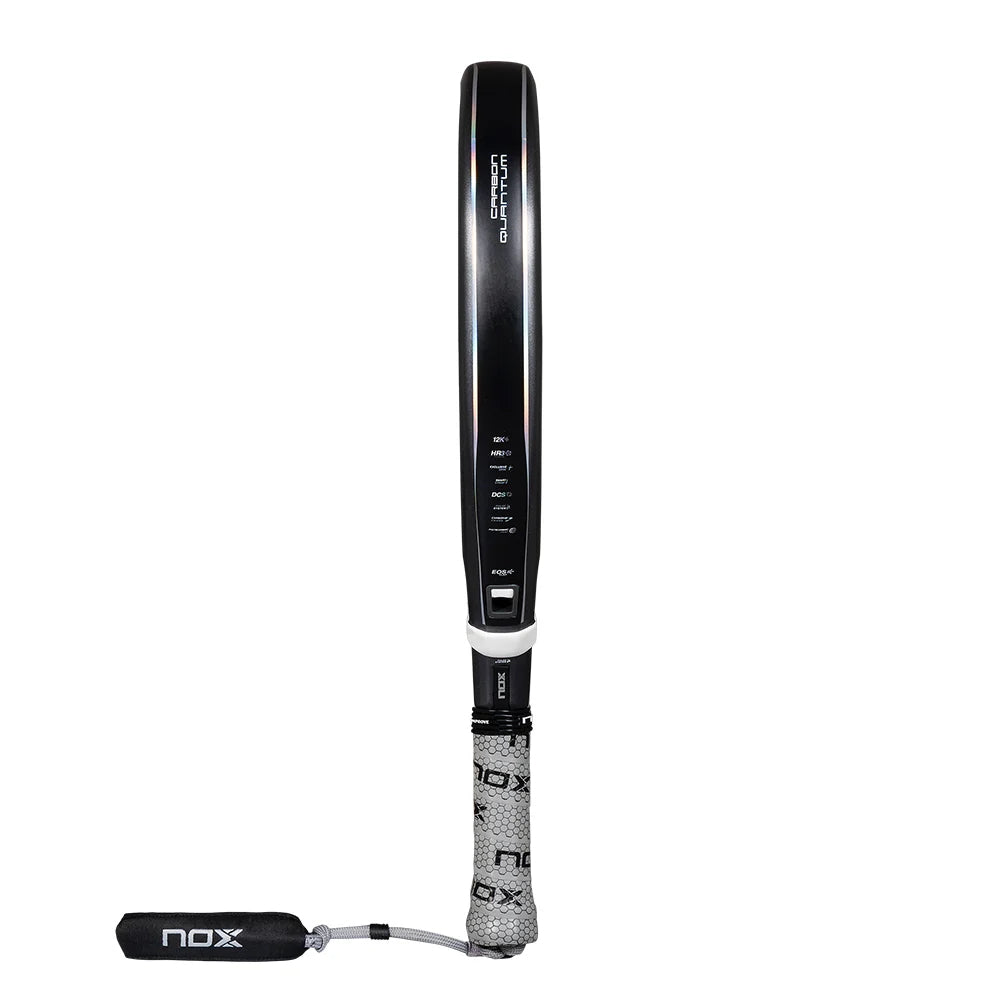 Twin pack of two 2025 Nox Quantum 12K Carbon padel rackets - side view