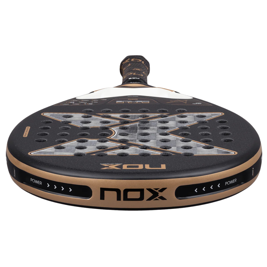 2026 Nox AT10 Genius 18K padel racket - top view, alternate angle