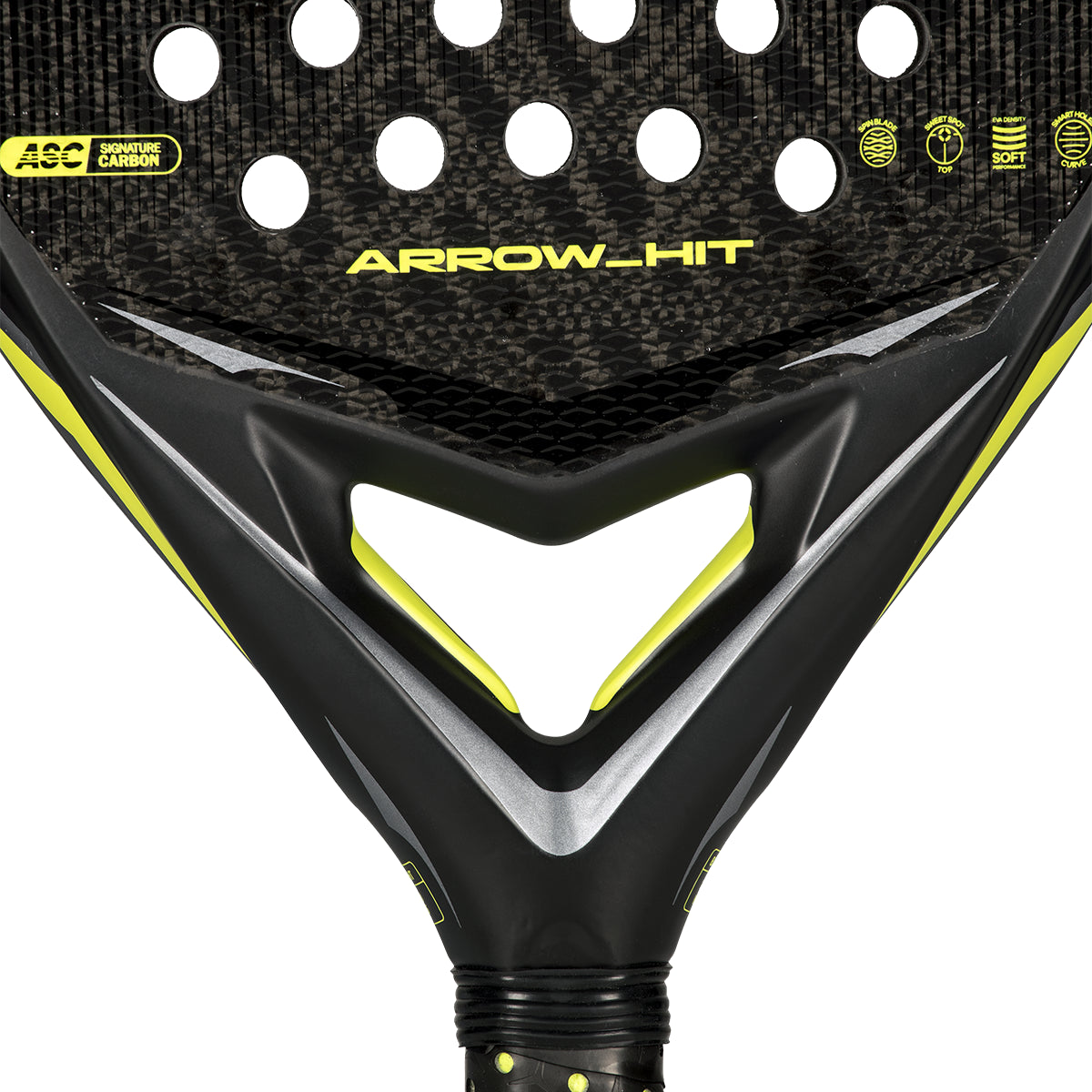 Adidas Arrow Hit padel racket - design detail, heart area