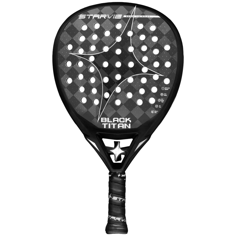 2026 StarVie Black Titan padel racket - front view