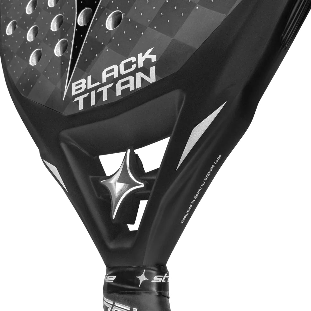 StarVie Black Titan padel racket - face and throat detail