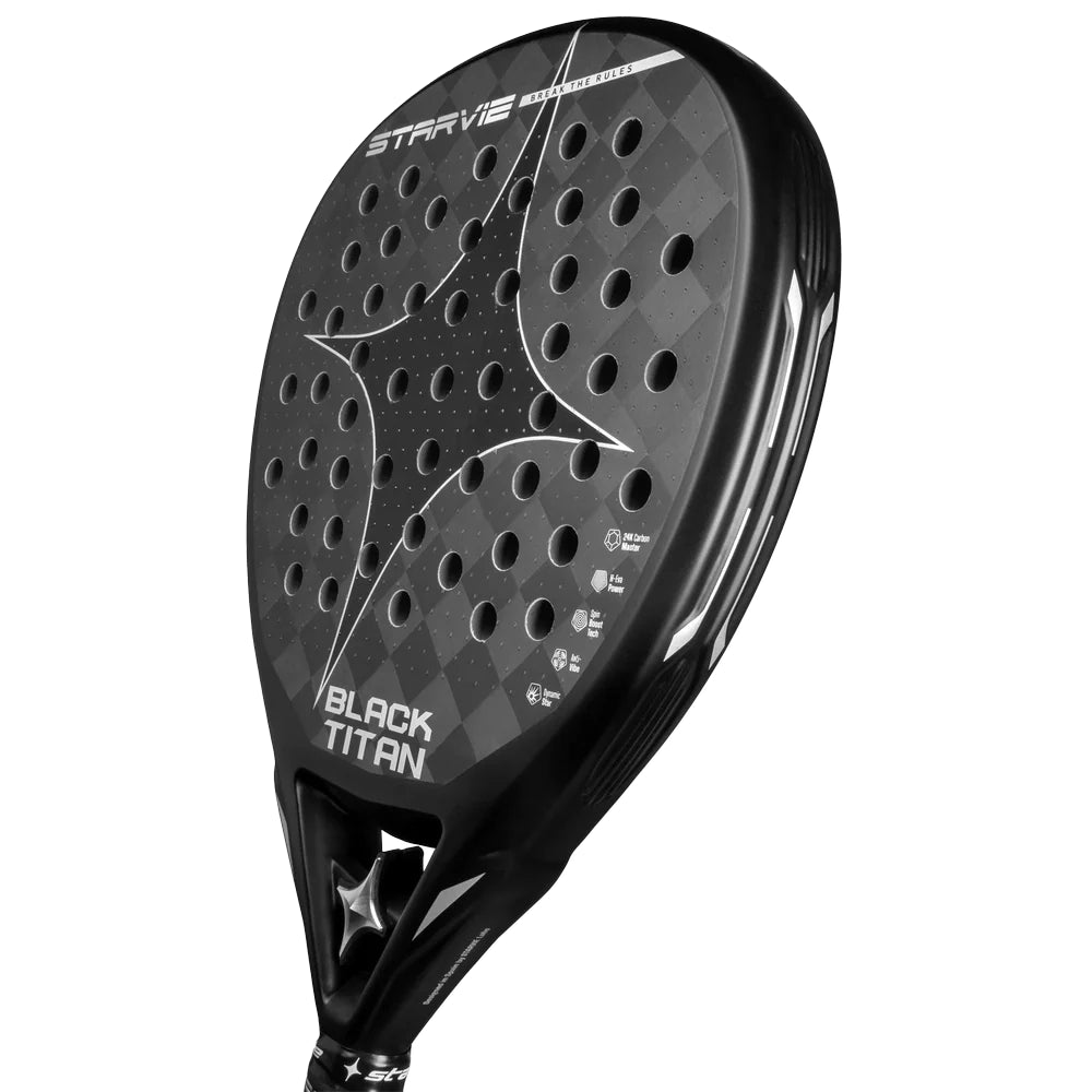 StarVie Black Titan padel racket - angled view