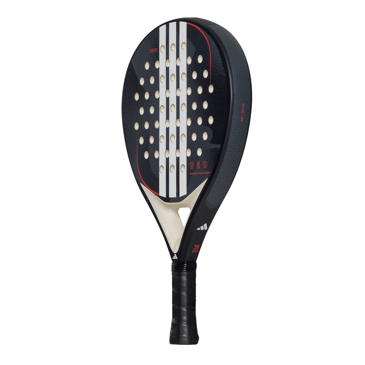 Twin pack of two 2025 Adidas Drive Black 3.4 padel rackets - side view (alternate)