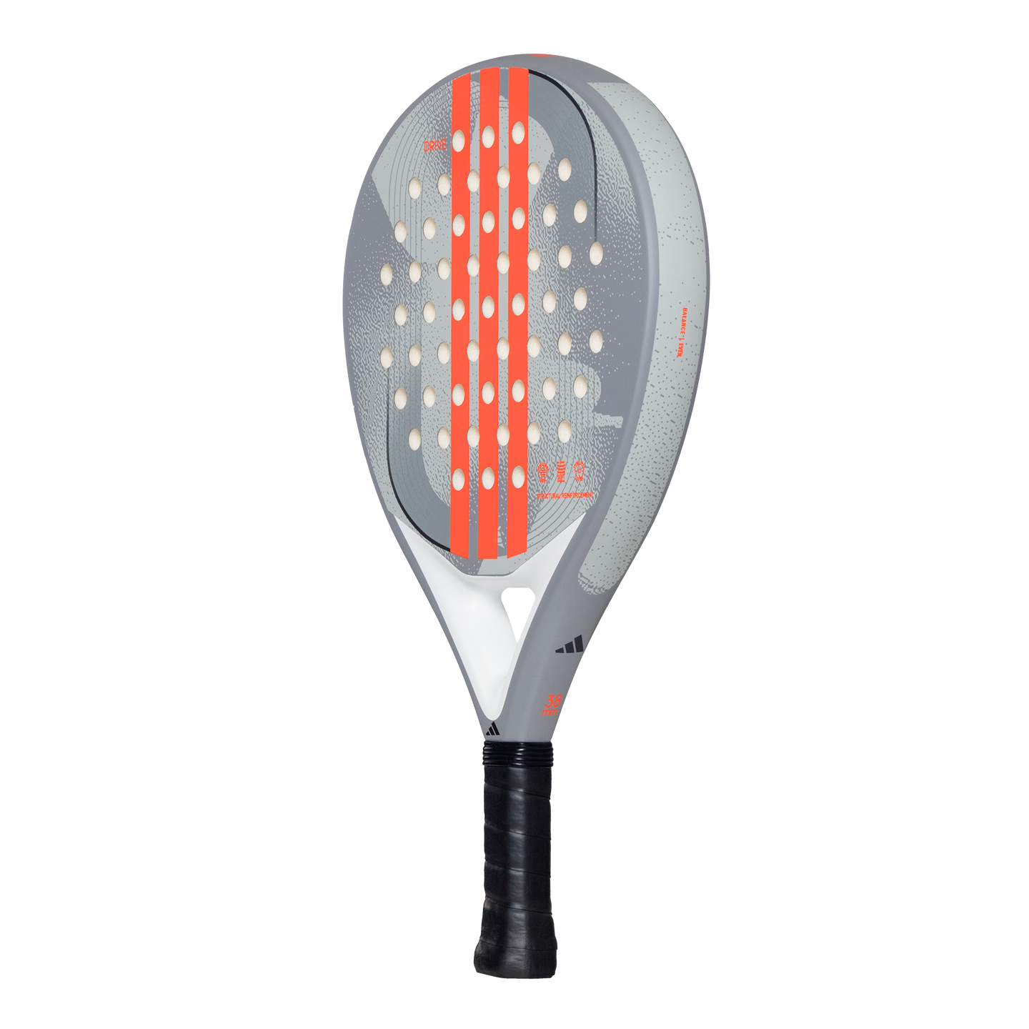 Twin pack of two 2025 Adidas Drive Grey 3.4 padel rackets - side view