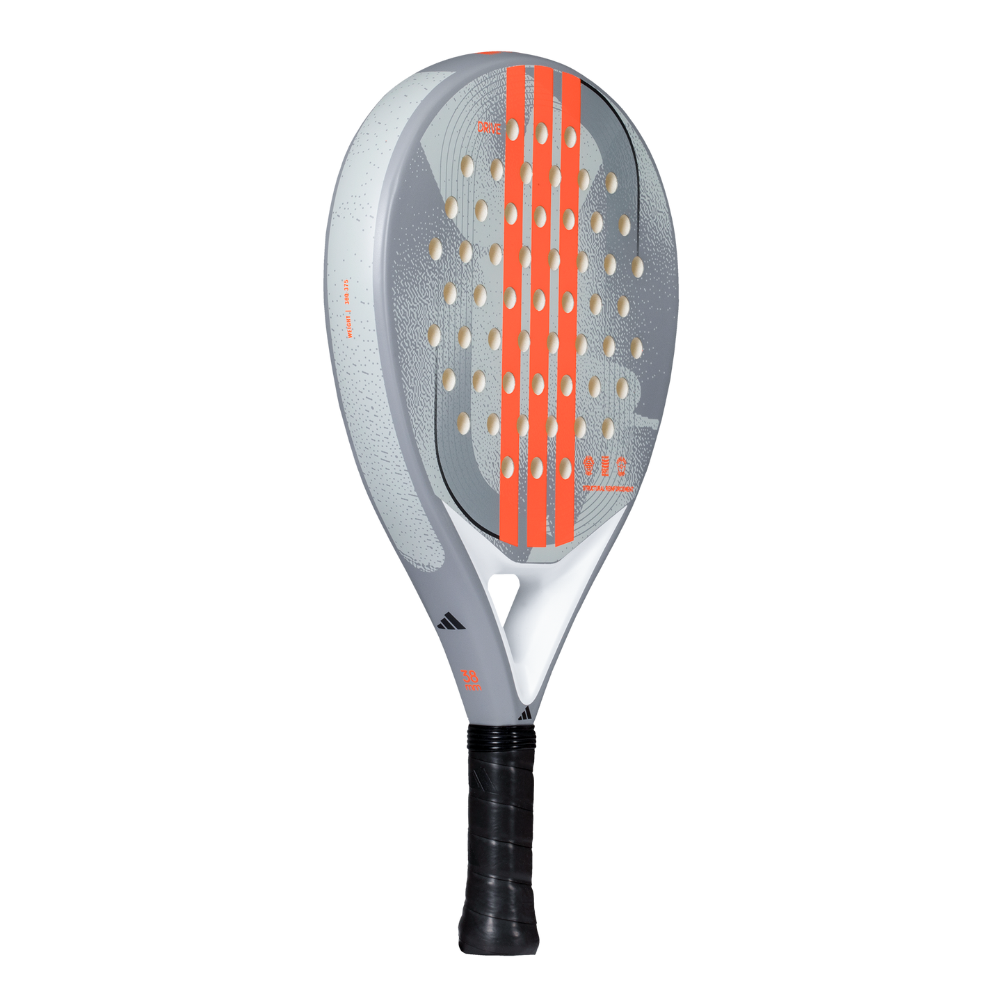 Twin pack of two 2025 Adidas Drive Grey 3.4 padel rackets - side view (alternate)