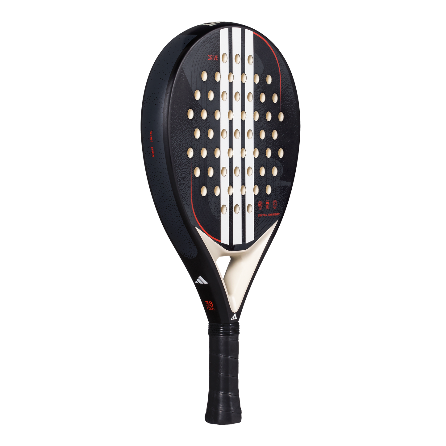Twin pack of two 2025 Adidas Drive Black 3.4 padel rackets - side view