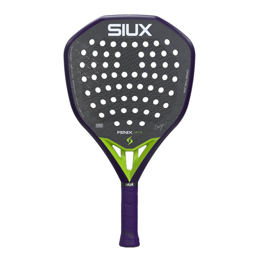 2026 Siux Fenix Pro Glow Purple padel racket by Leo Ausburger - full view