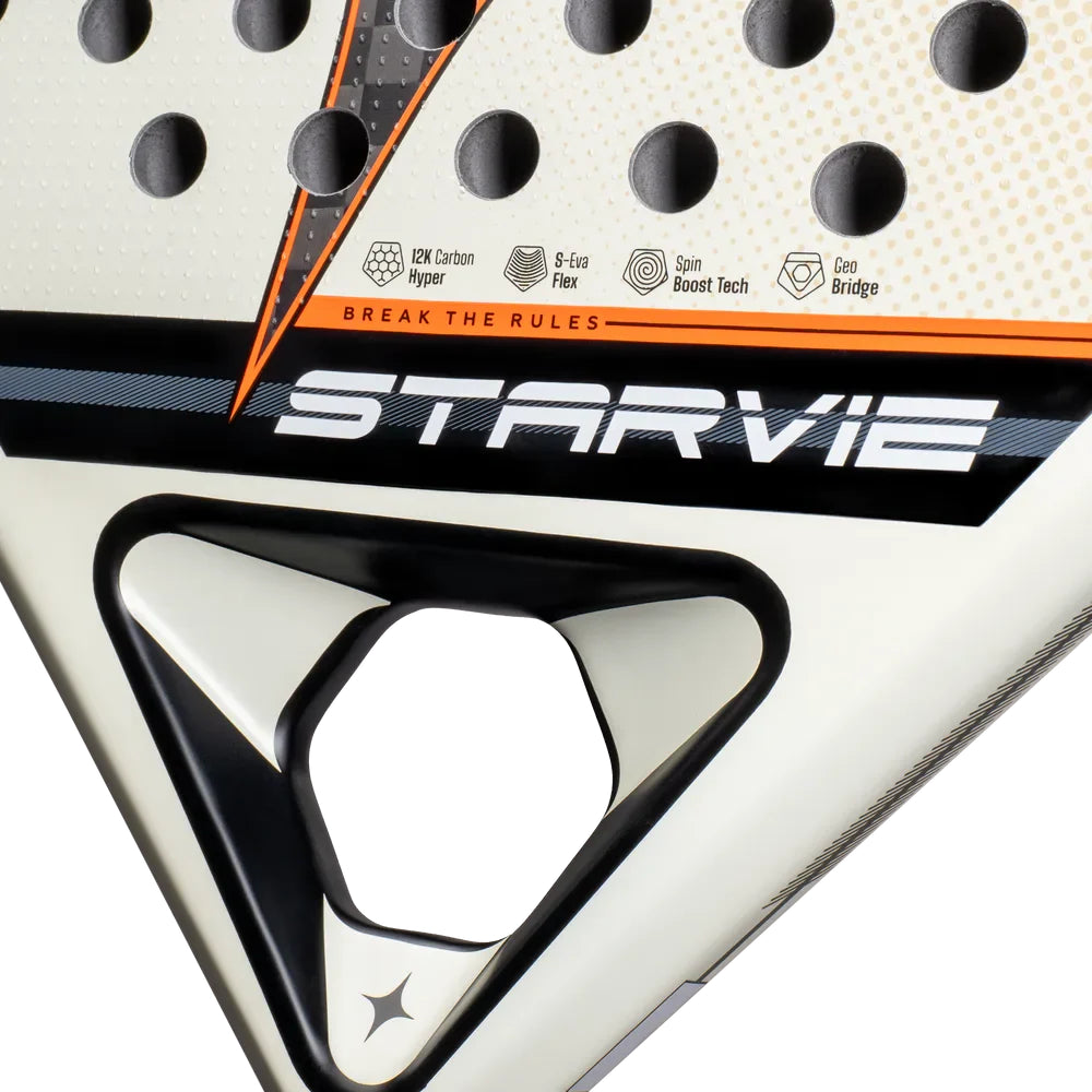 StarVie Kenta + padel racket - throat and tech-icon detail
