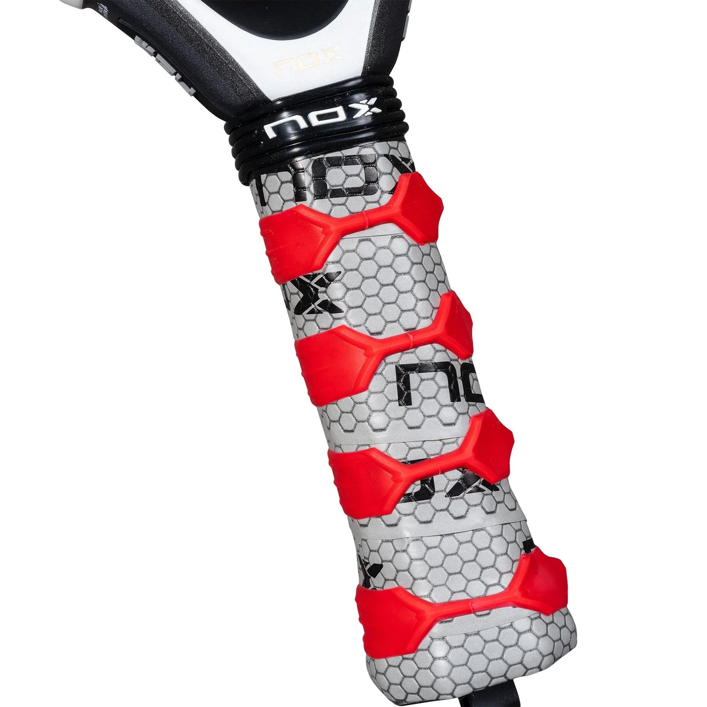Twin pack of two 2025 Nox Quantum 12K Carbon padel rackets - grip view