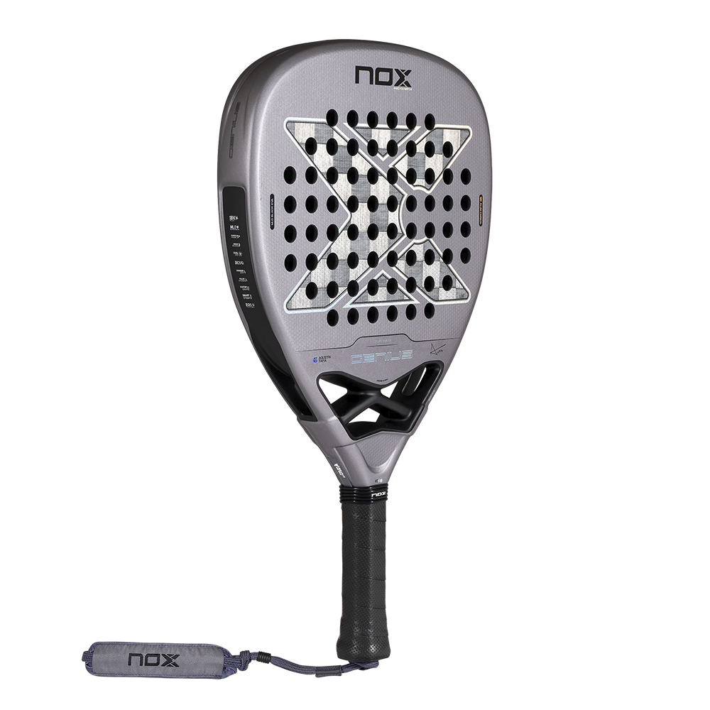 Nox Genius Attack 18K Alum padel racket - angled view