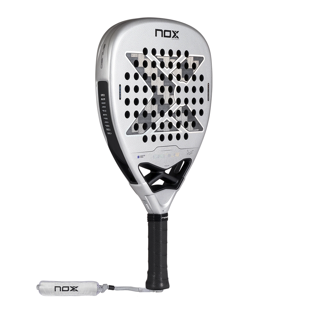 Nox Genius Attack 12K Alum XTREM padel racket - angled view