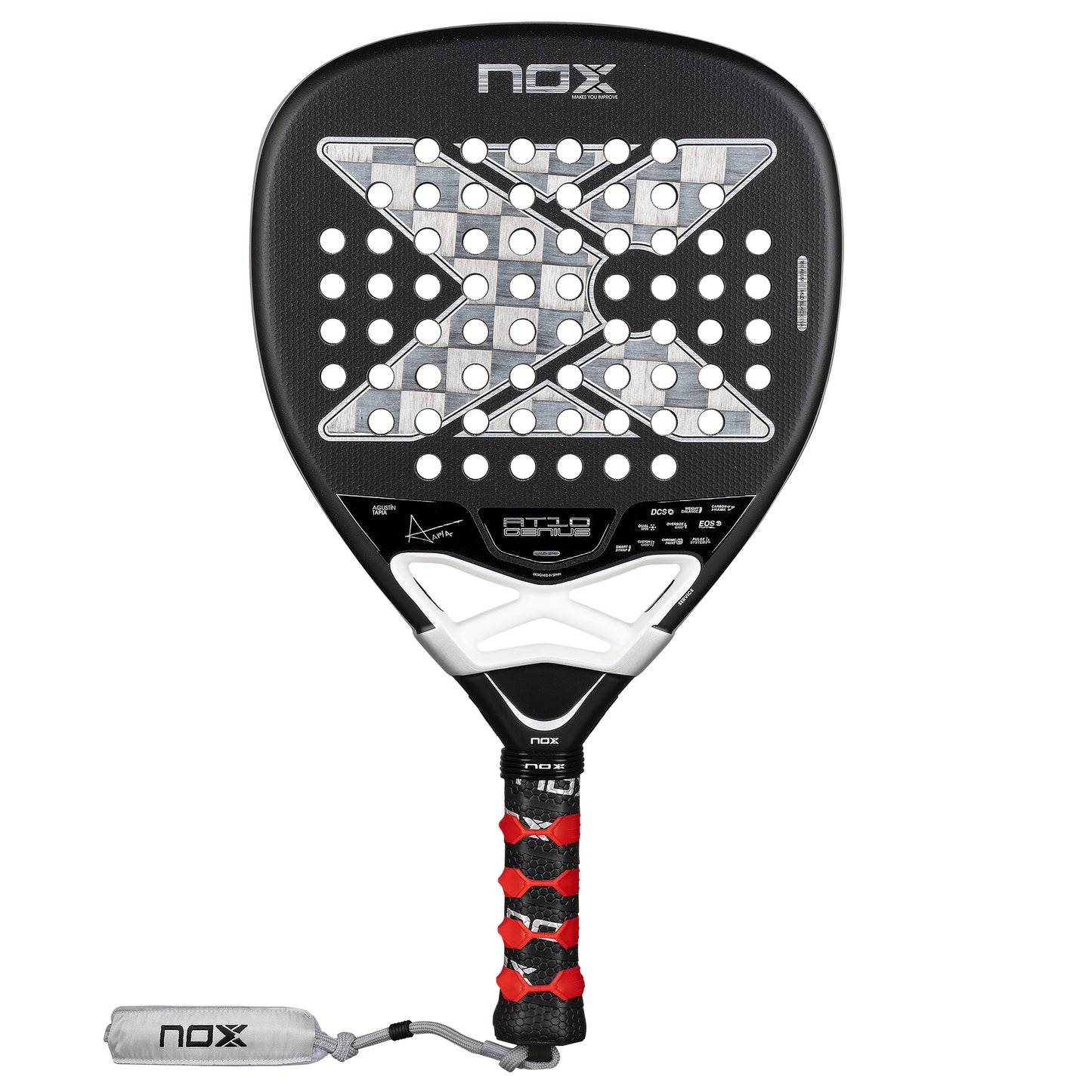 2026 Nox AT10 Genius 18K Attack Alum padel racket by Agustin Tapia - full view