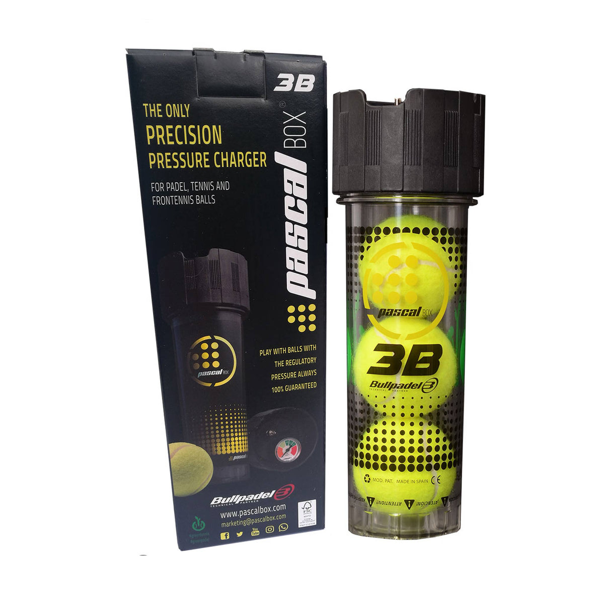Bullpadel Pascal Box padel ball pressuriser - front view