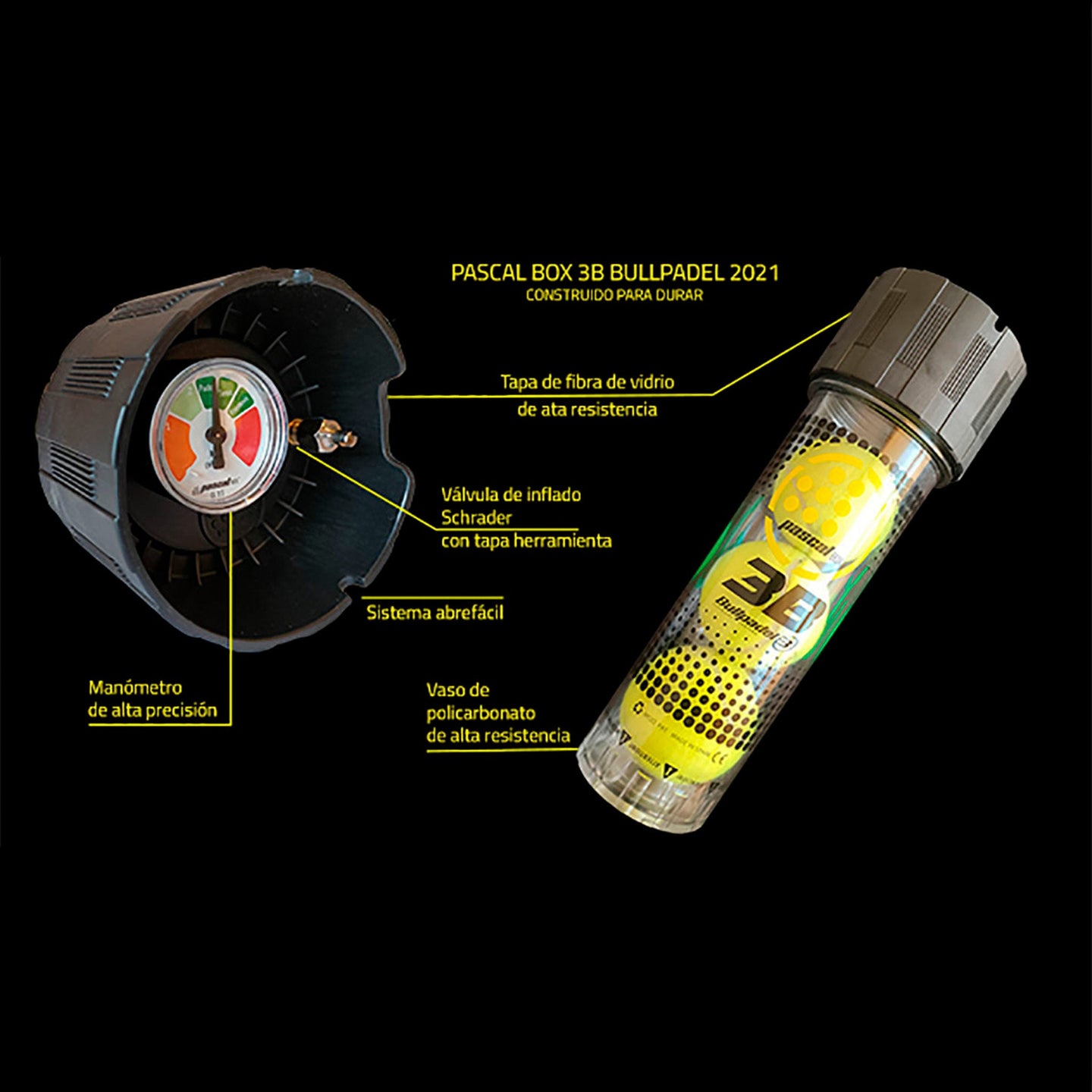 Bullpadel Pascal Box padel ball pressuriser - packaging view