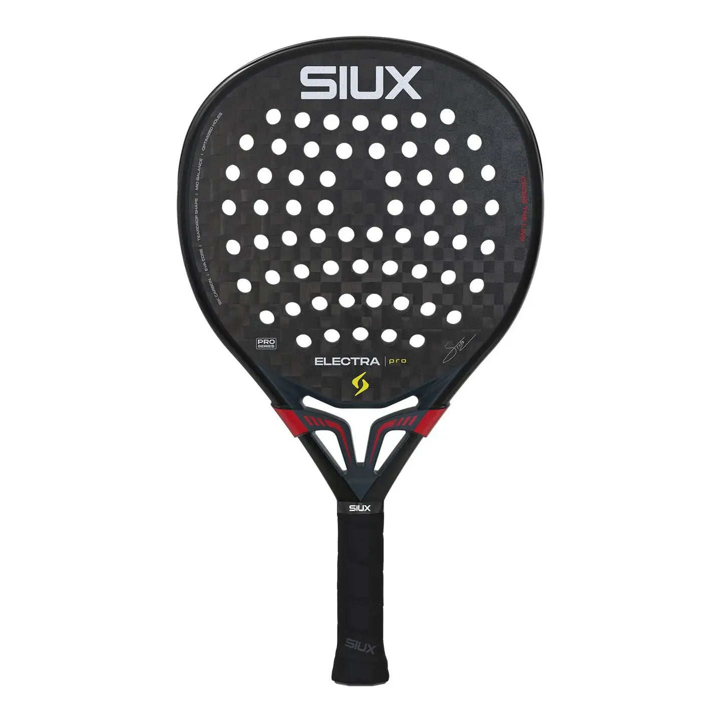 2026 Siux Electra ST5 Pro Shadow Red padel racket by Franco Stupaczuk - full view