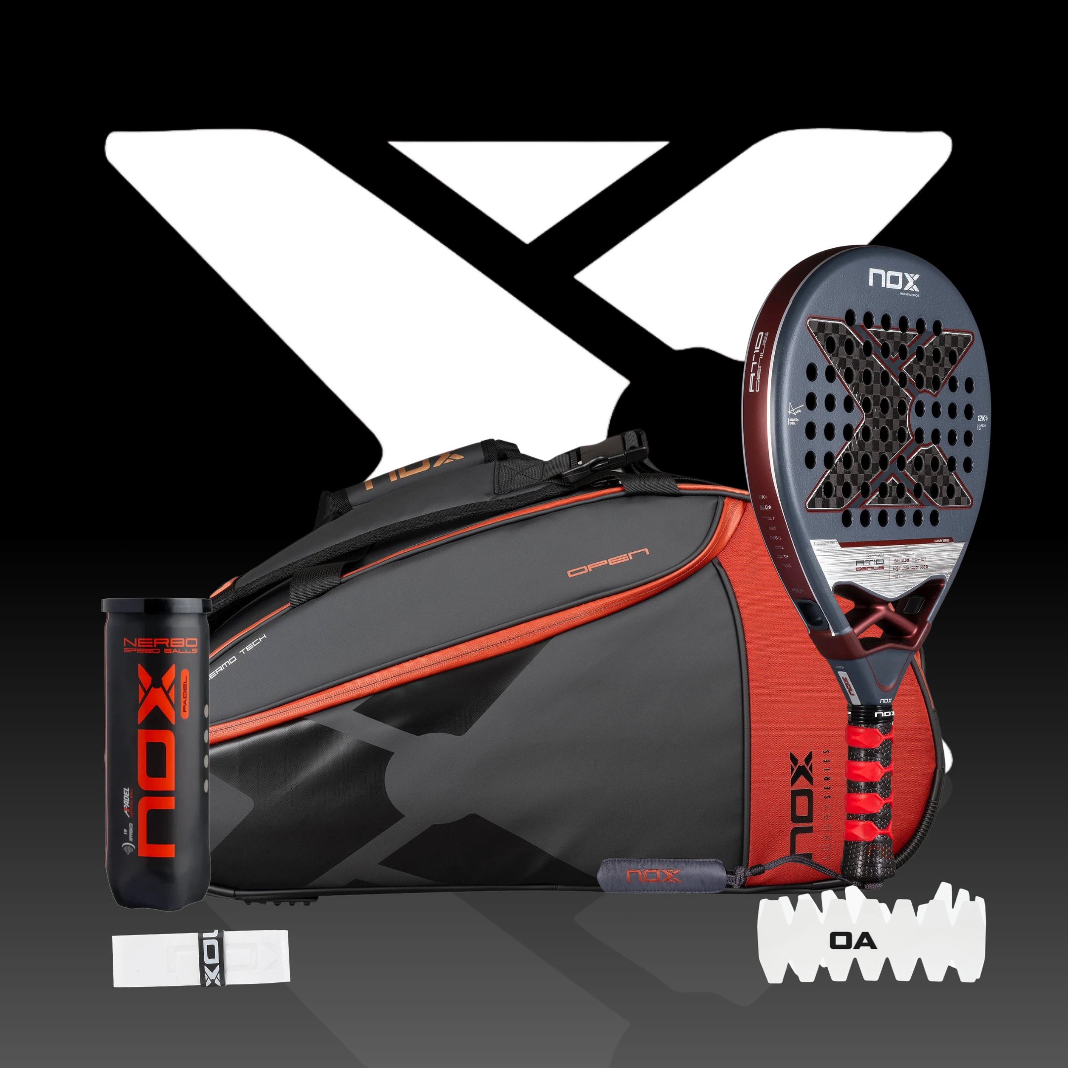 Nox Racket Red 2025 Nox AT10 12K and Red Racket Bag Bundle – PadelDeals