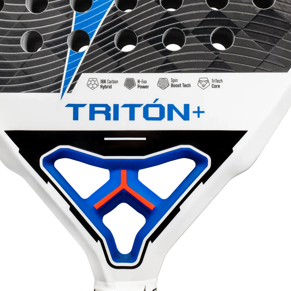 StarVie Triton Power + padel racket - face, throat bridge and specifications detail