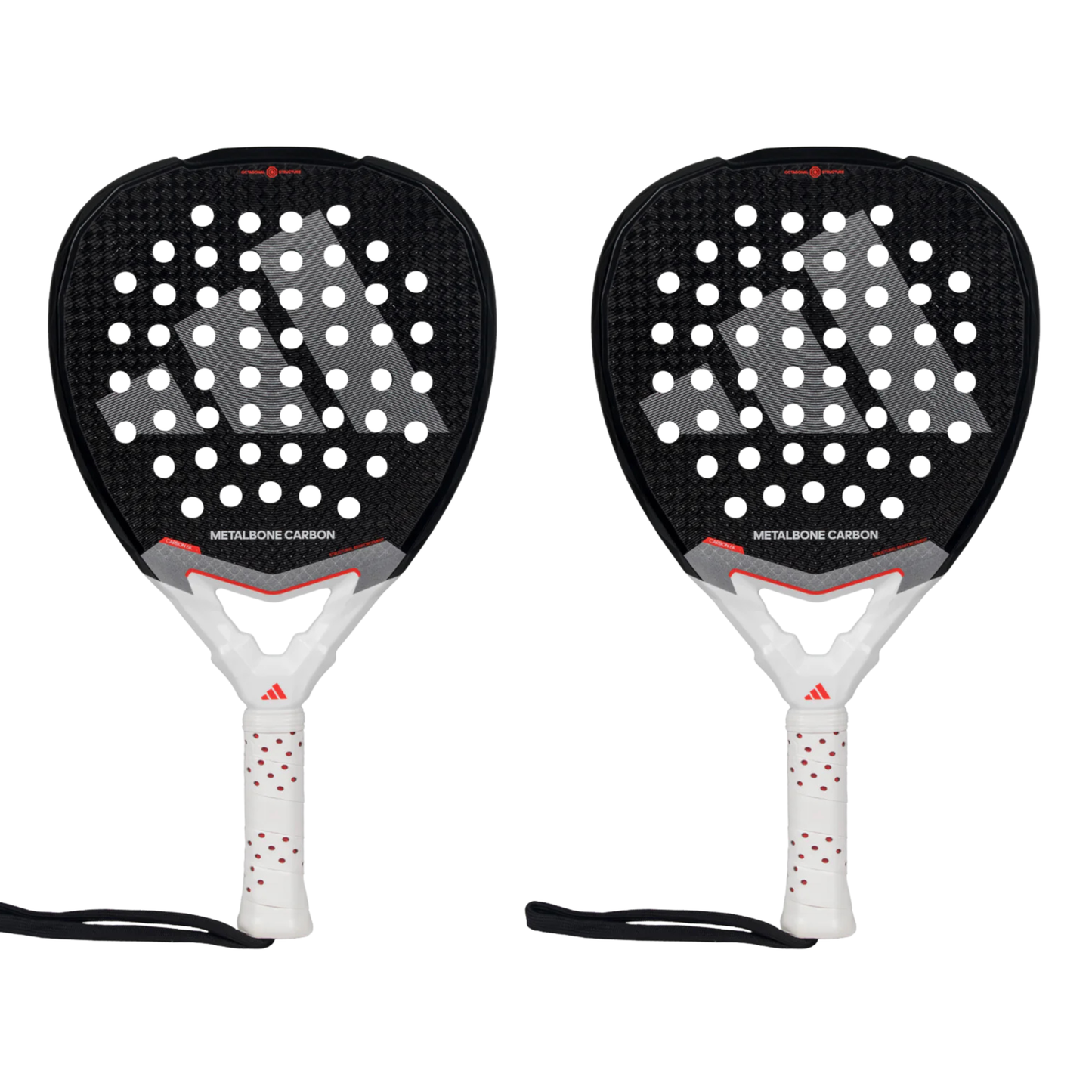 Twin pack of two 2025 Adidas Metalbone Carbon 3.4 padel rackets - front view