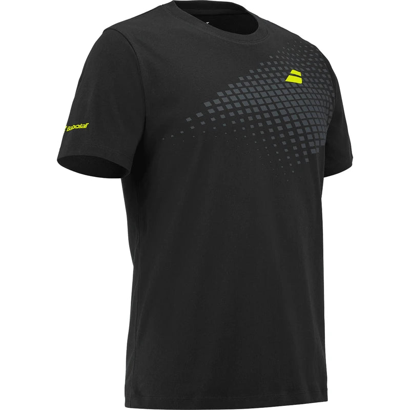 Babolat Aero Cotton Tee padel t-shirt (Black) - angled view
