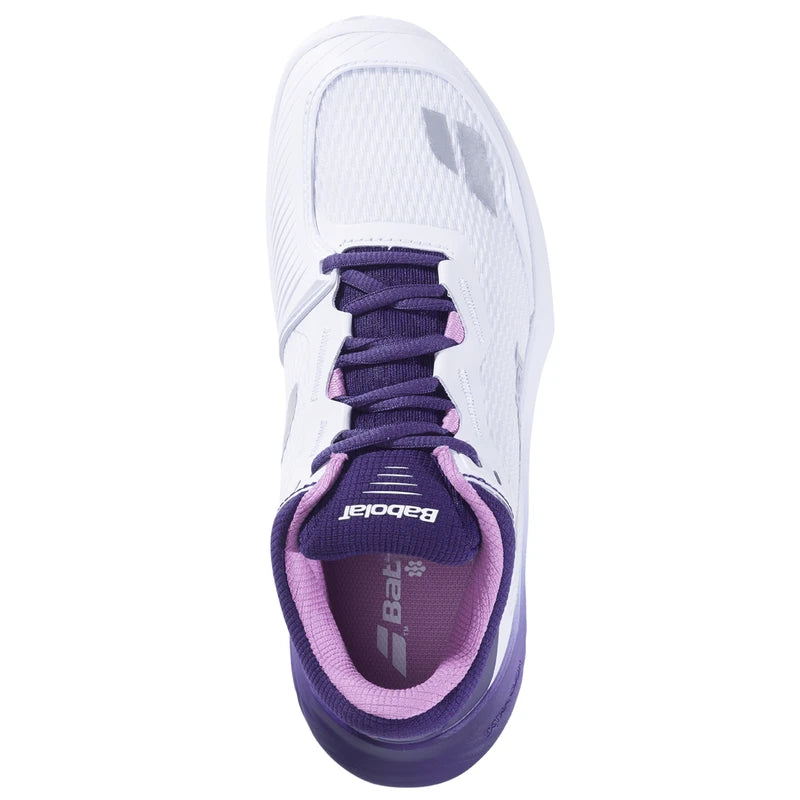 Babolat SFX 4 women's padel shoes (White/Dark Purple) - top view