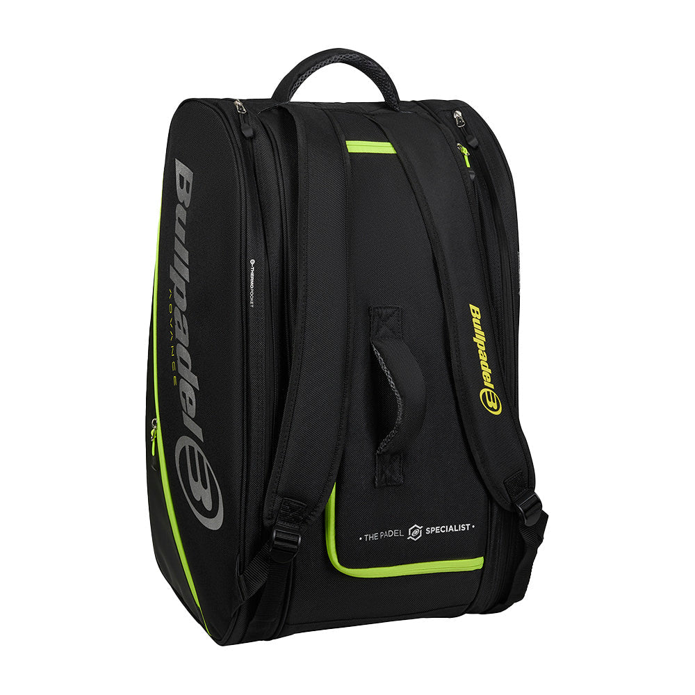2026 Bullpadel Advance padel racket bag (Black/Green) - back view