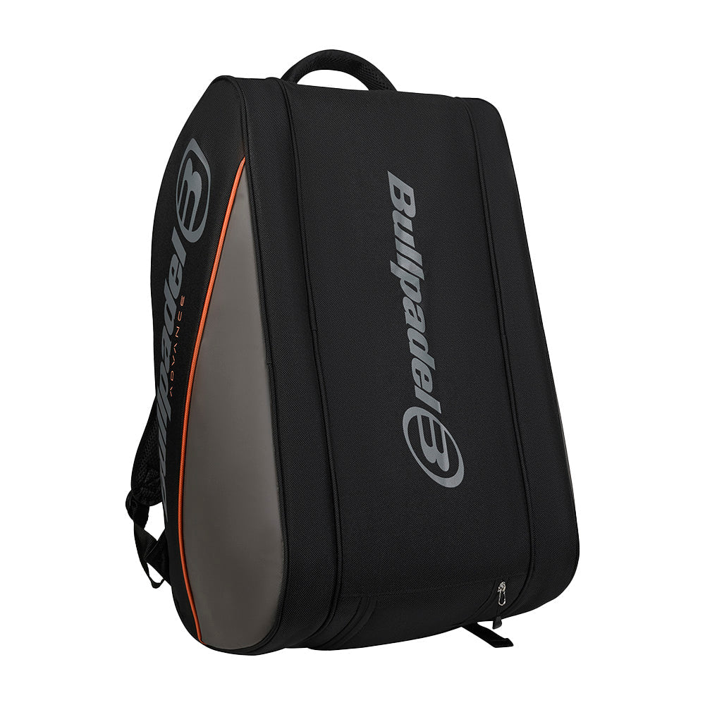 2026 Bullpadel Advance padel racket bag (Black/Orange) - angled view