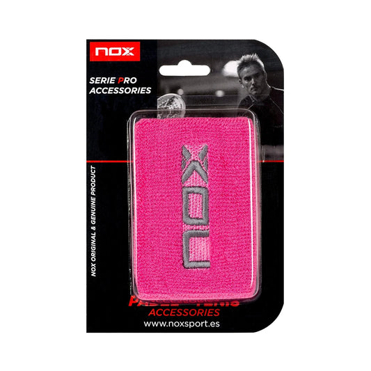 Nox padel wristband 2 pack (Pink/White Logo) - front view