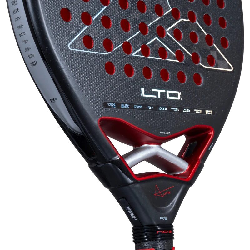 Nox AT10 Genius 12K padel racket (LTD) - face detail with LTD logo
