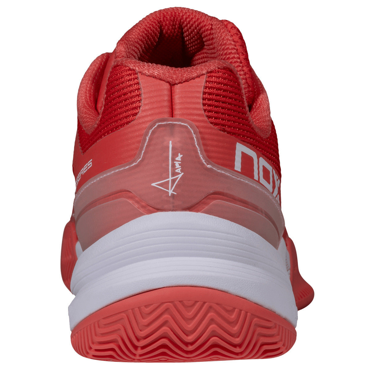 Nox AT10 Pro women's padel shoes (Coral/White) - heel view