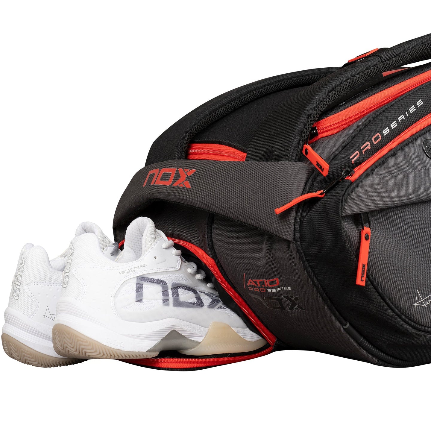 2024 Nox AT10 XXL padel racket bag (Black/Red) - detail view