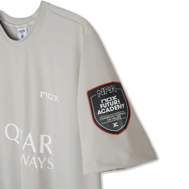Nox Sponsors AT10 padel t-shirt (Grey) - NFA sleeve patch detail