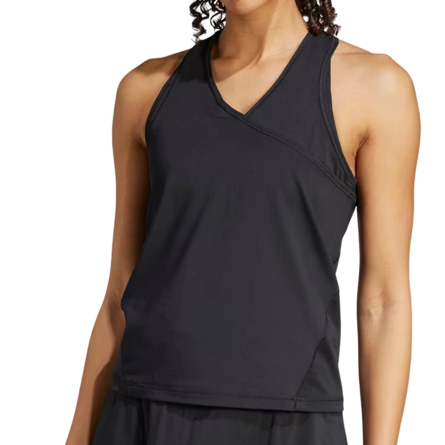 Adidas Club Climacool V-Neck padel tank top (Black) - front view
