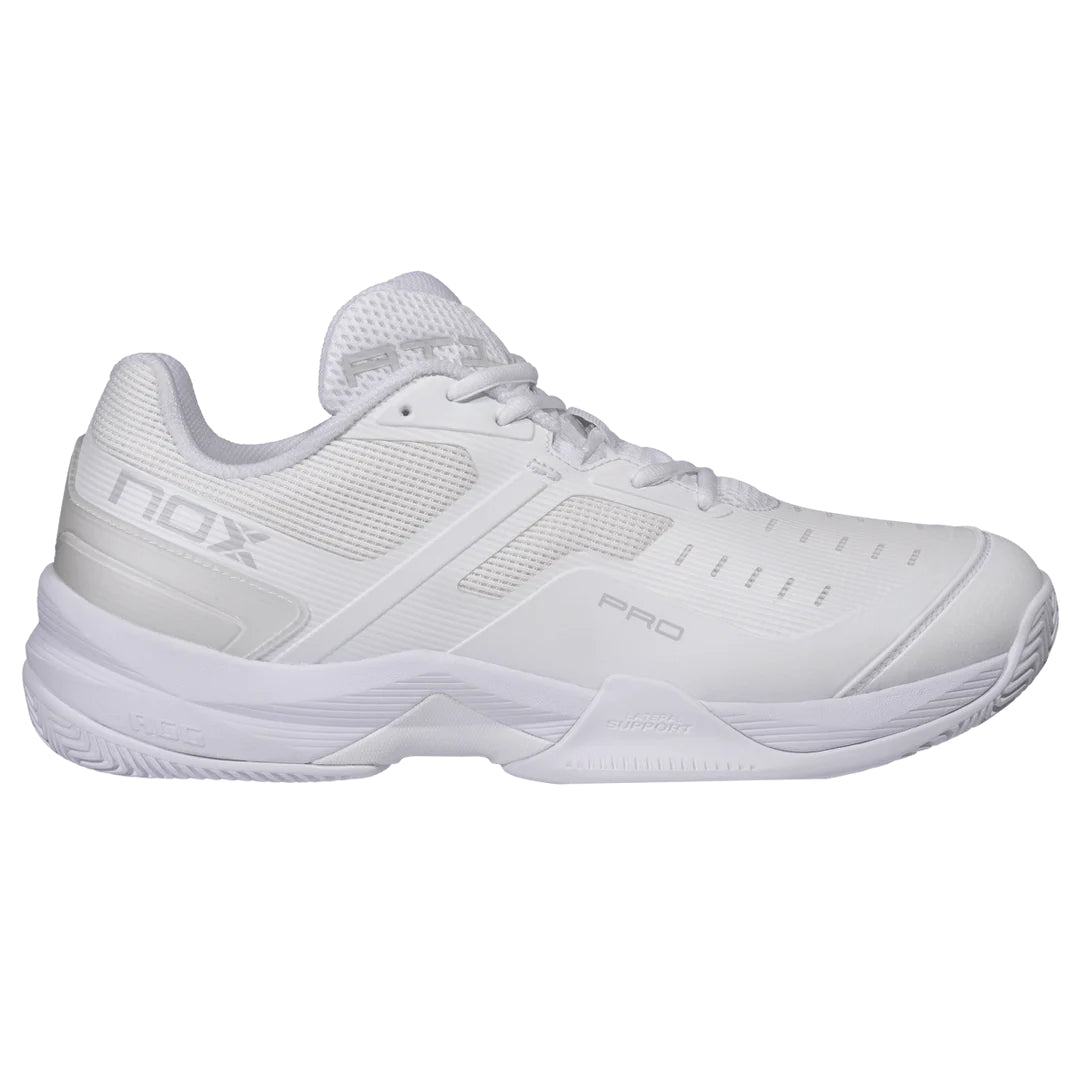 2026 Nox AT10 Pro padel shoes (White/Grey) - front view